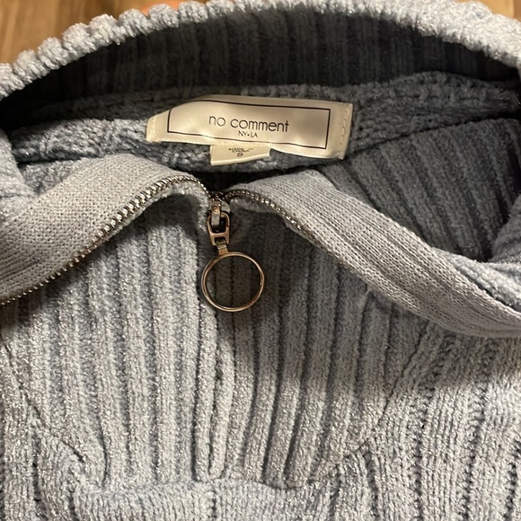 Soft Blue Zip Up No Comment Sweater - Picture 2 of 2